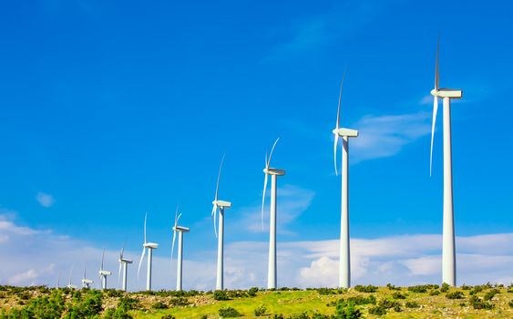 Dramatic Wind Turbine Farm in the Desert of California.