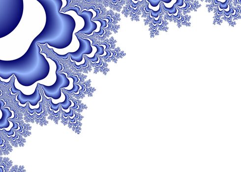 Blue Decorative Fractal Ornaments on White Background - Abstract  Winter Graphic Design
