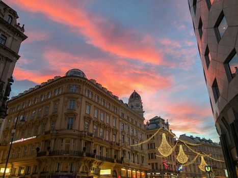 christmas decoration at sunset in vienna city