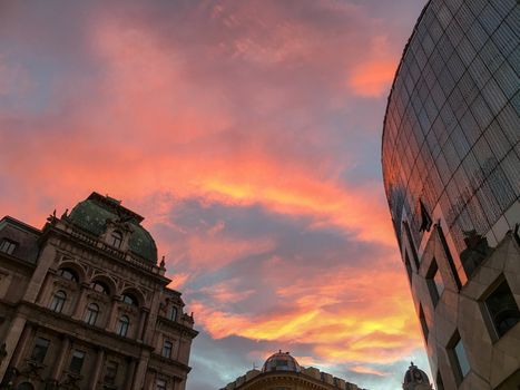 sunset in vienna city at the summertime