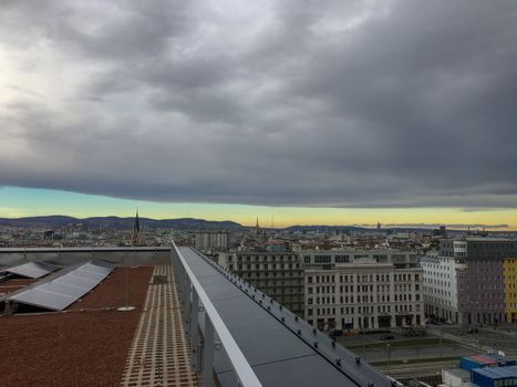view to vienna city at the rooftop with cloudy weather
