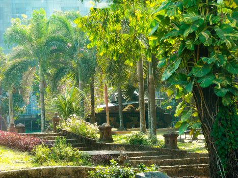 a nice tropical garden in burma at the tour