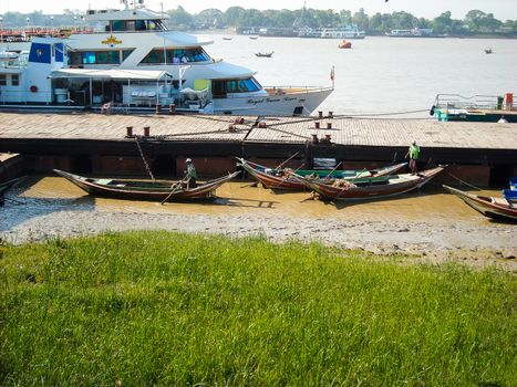 fisher boats at the river in burma