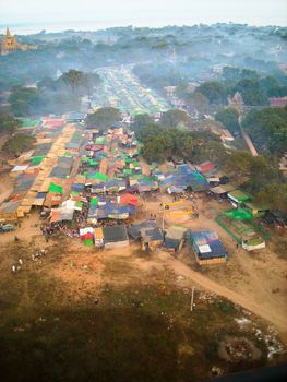 a little town in burma from above