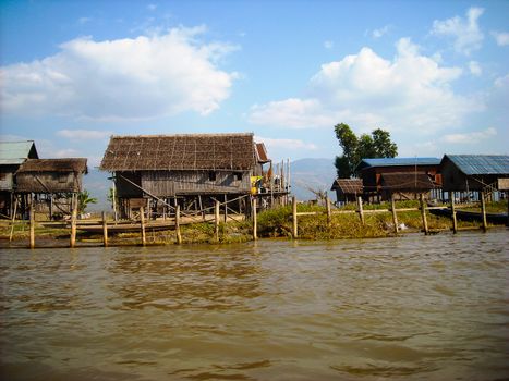 a small village at a river in burma