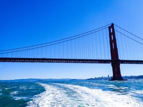 golden gate bridge from the boat