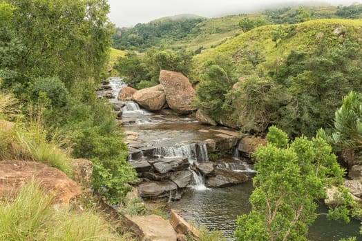 The Cascades in the Mahai River in the Kwazulu-Natal Drakensberg is a popular swimming pool and picnic spot