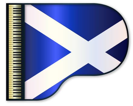 The Scottish flag set into a traditional black grand piano