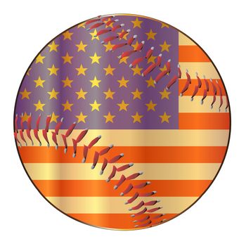 A stars and stripes baseball with red stitching