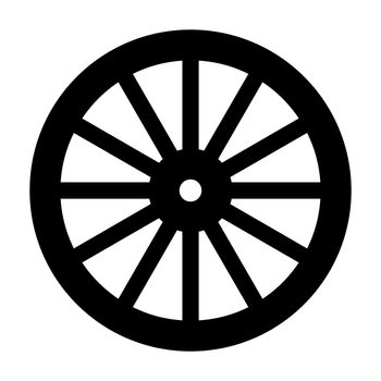 A typical wheel from a western covered wagon in silhouette