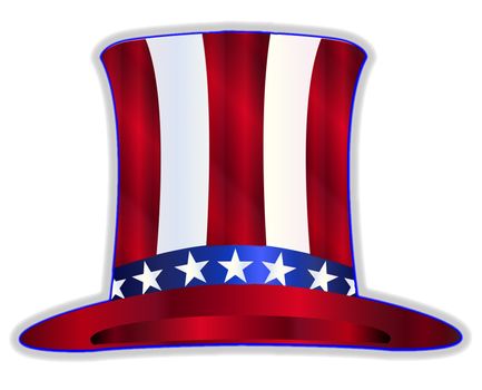 Red white and blue stars and stripes Uncle Sam hat