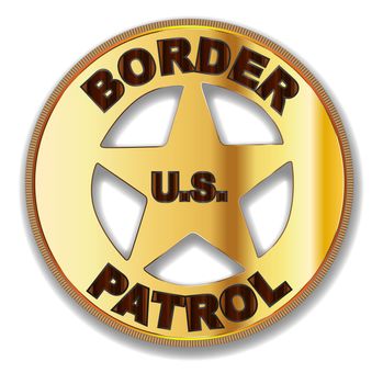 A typical Border Patrol Badge of the United Staes over a white background