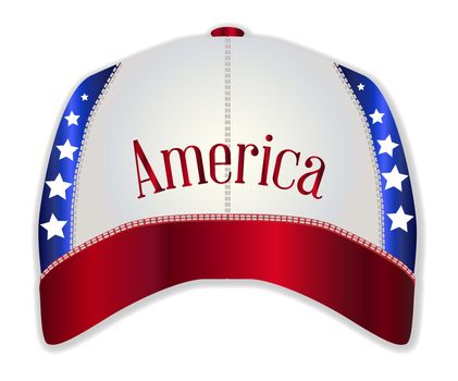 A red white and blue typical baseball cap with no logo or badge