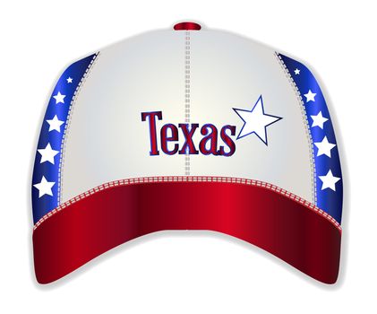 A red white and blue typical baseball cap with Texas and star as the logo logo