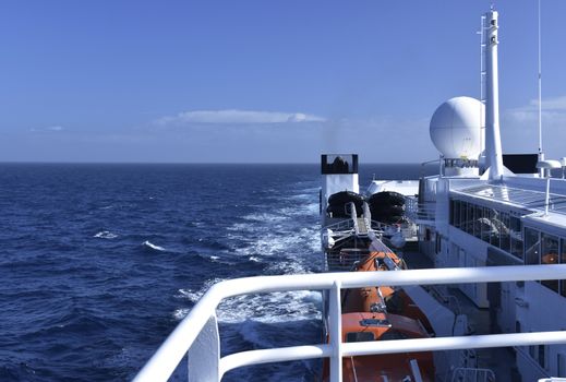 antennas and communication equipment on a cruis ship