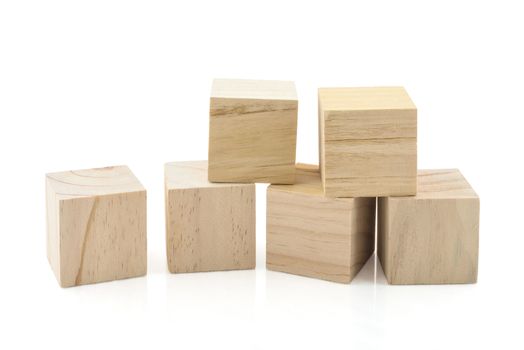 Wooden Building Blocks isolated against white background