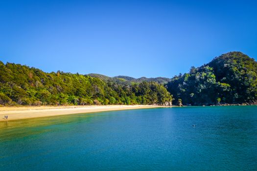 Abel Tasman National Park. White sand bay and turquoise sea. New Zealand