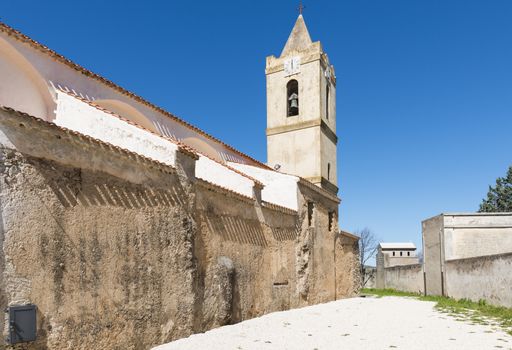 very old church apostle petrus parish  in orgosolo on the italian island of sardinia, the church is still in use for the sunday services