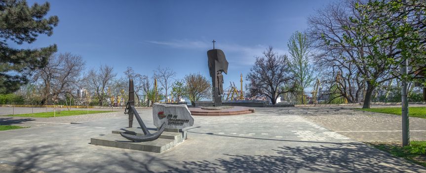 Monument to the lost sailors and ships of Black Sea Shipping Company in Odessa, Ukraine