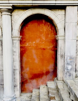 colorfull wall decoration vintage old roman style orange pillars