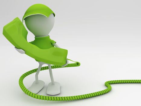 Stay connected. Telecom concept 3d render in green.