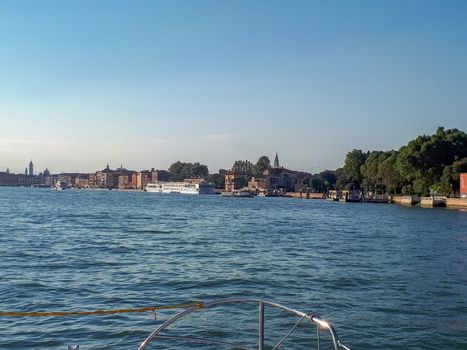 view to venice from the boat at day