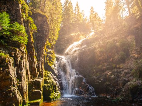 Kamienczyk waterfall near SzklarskaPoreba in Giant mountains or Karkonosze, Poland. Long time exposure.