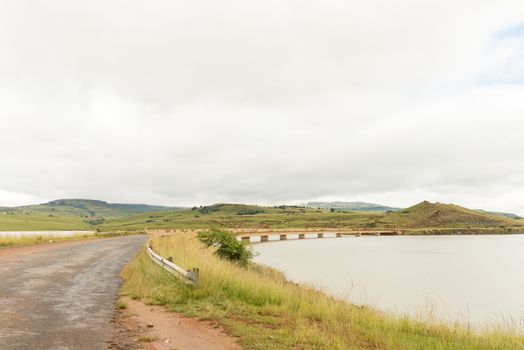 The road bridge over the Woodstock Dam at Dukuza near Bergville in the Kwazulu-Natal Province