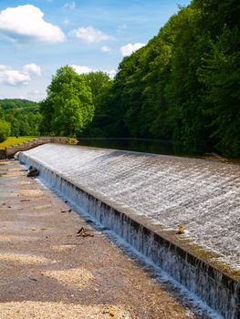 Weir on Jizera river near Dolanky, Turnov, Czech Republic.
