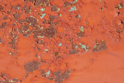 chipped paint, grunge metal surface, which has long been under the influence of different climatic conditions