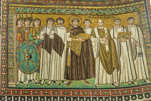 mosaic inside the famous Basilica di San Vitale, one of the most important examples of early Christian Byzantine art in western Europe, in Ravenna, region of Emilia-Romagna, Italy