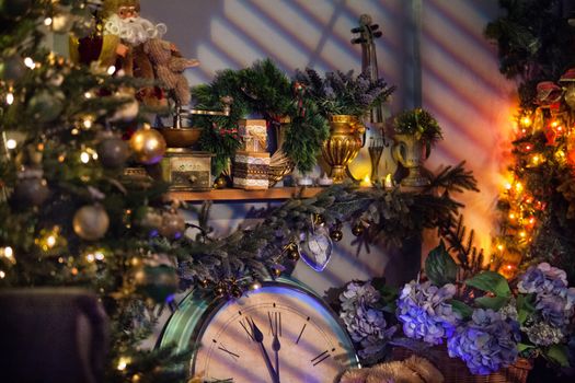 Christmas and New Year still life on studio background