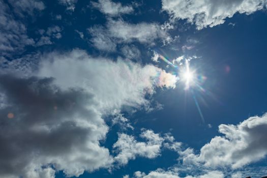 Sun and clouds - beautiful summer skies background