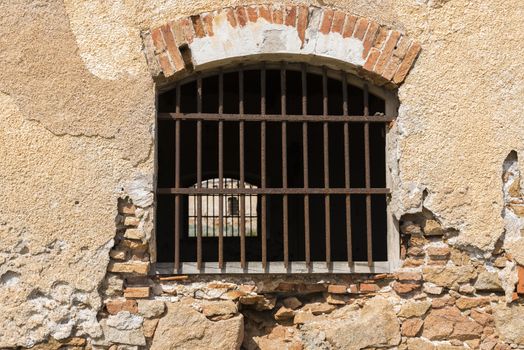 ruine on italin island from old abandoned prison cell