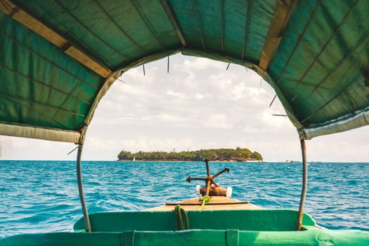 Nice view inside the boat of Prison island,Zanzibar Tanzania,sunny day.