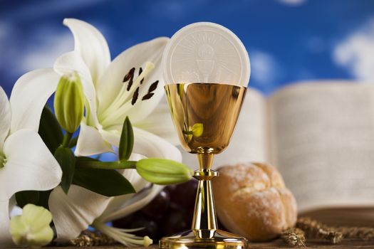 Holy Communion Bread, Wine for christianity religion