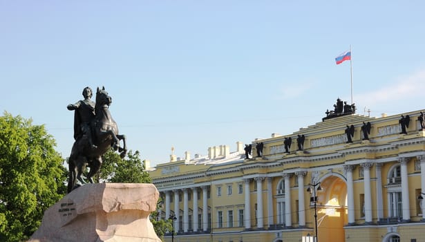 The Copper Horseman. A monument to Tsar Peter I. St. Petersburg, Neva