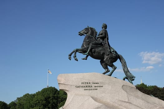 The Copper Horseman. A monument to Tsar Peter I. St. Petersburg, Neva