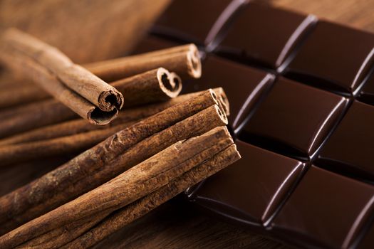 Bars Chocolate , candy sweet, dessert food on wooden background