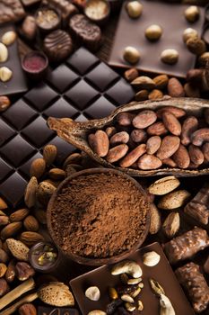 Chocolate sweet, cocoa and food dessert background