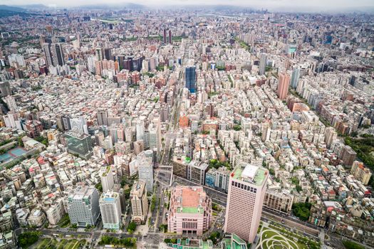 Aerial view of Taipei city from a skyscrapper