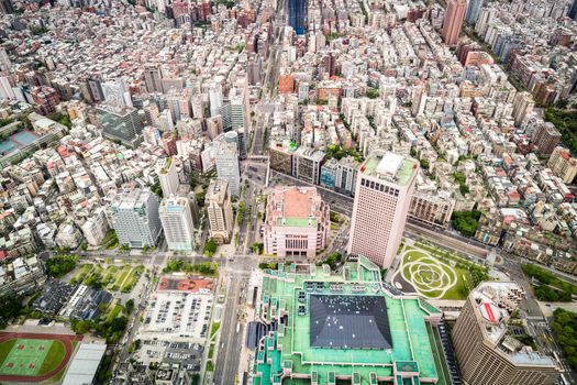 Aerial view of Taipei city from a skyscrapper