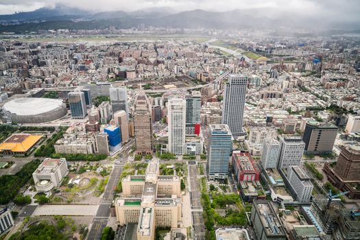 Aerial view of Taipei city from a skyscrapper