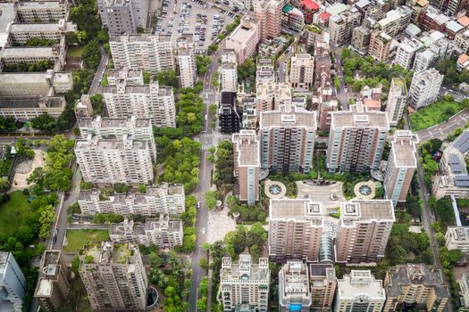 Aerial view of Taipei city from a skyscrapper