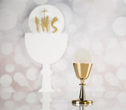 Holy communion elements on white background