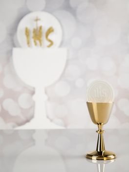 Holy communion elements on white background