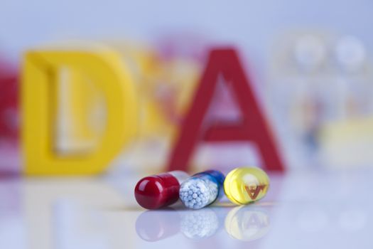 Medicine and healthy, Close up of capsules background