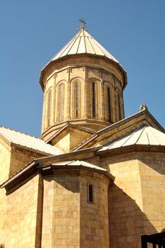 The Cathedral of Sioni or the Cathedral of the Assumption of the Virgin in the old city of Tbilisi, on the banks of the Kura River.