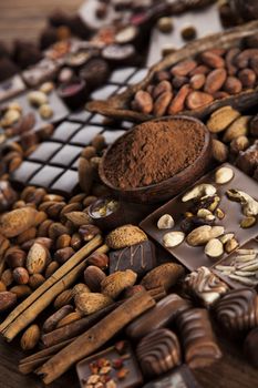 Chocolate sweet, cocoa and food dessert background