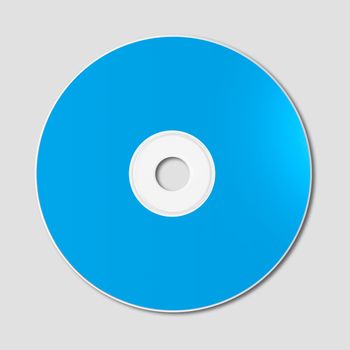 Blue CD - DVD label mockup template isolated on grey background